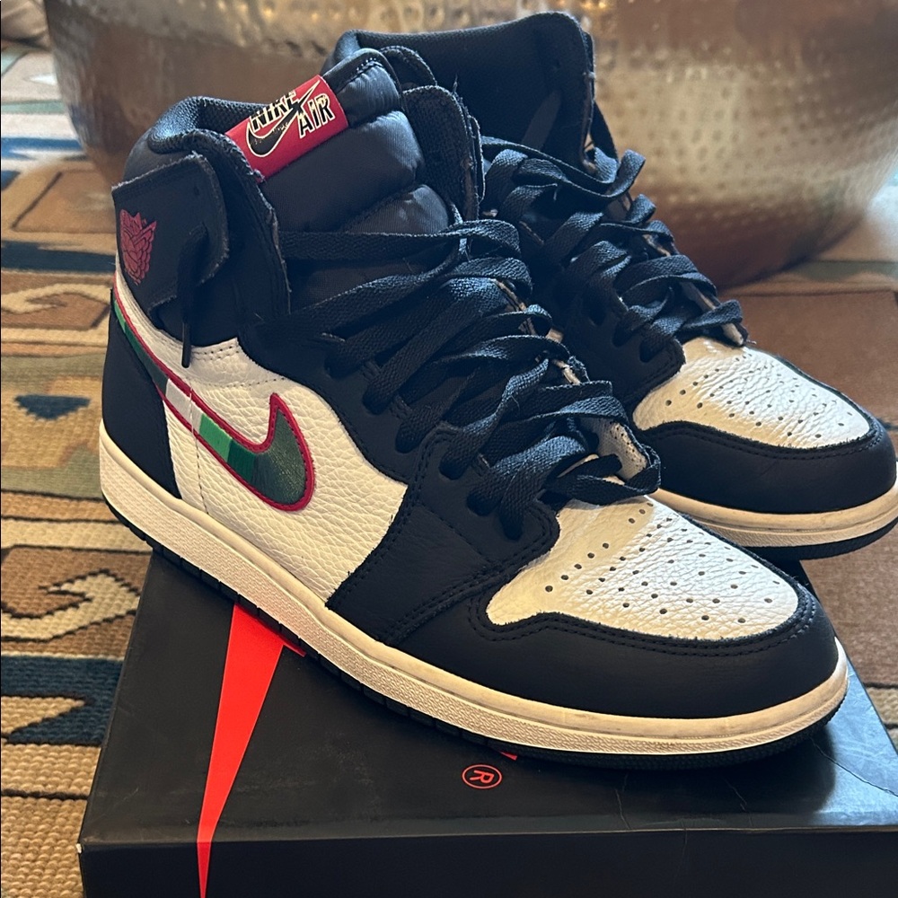 Nike Air Jordan Sneakers - Black, White, Red, and Green A Star is Born